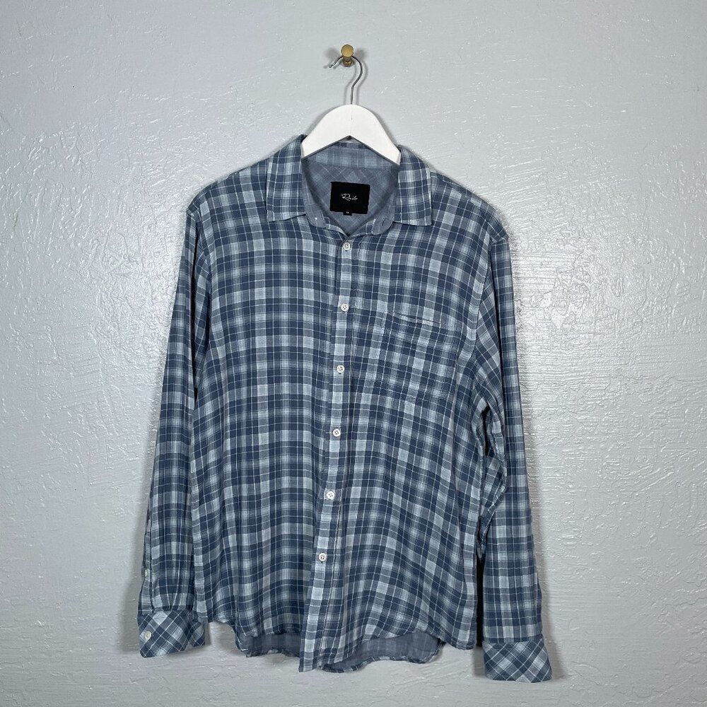 Rails Men M Blue Plaid Owens White Water Shirt Long Sleeve Button Front Cotton